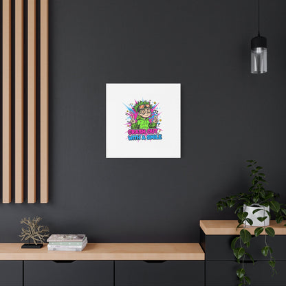 Crash Out With a Smile Canvas Print | Neon Skate Graffiti, Meme Meltdown Art