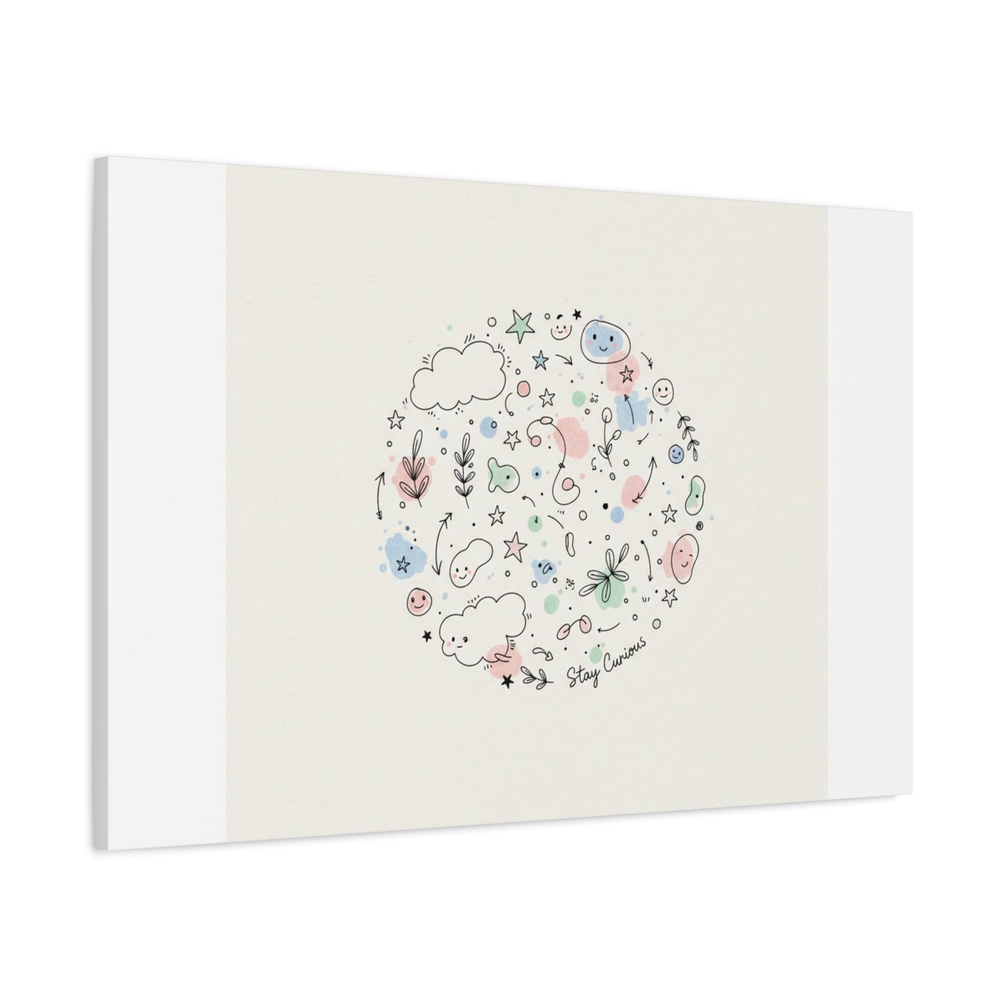 Doodle Circle Line Drawing Matte Canvas, Hand-Drawn Sketch Art