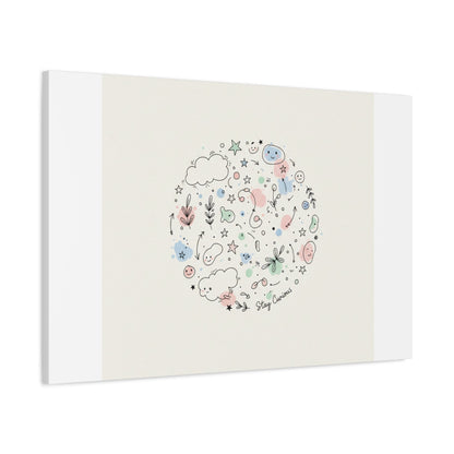 Doodle Circle Line Drawing Matte Canvas, Hand-Drawn Sketch Art