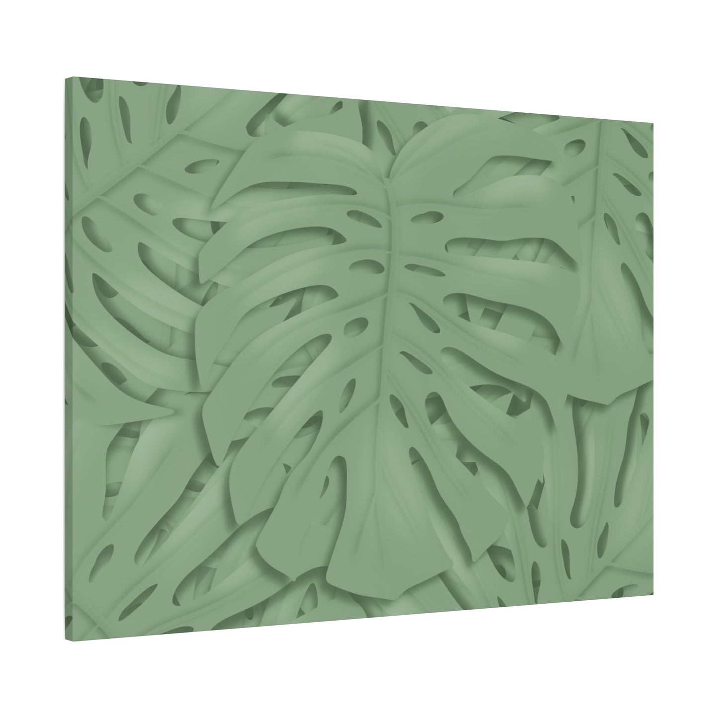 Sage Green Monstera Canvas Print – Botanical Wall Art