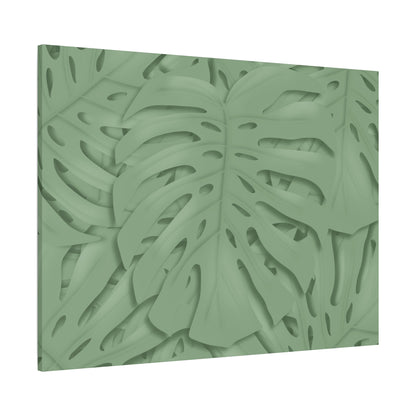 Sage Green Monstera Canvas Print – Botanical Wall Art