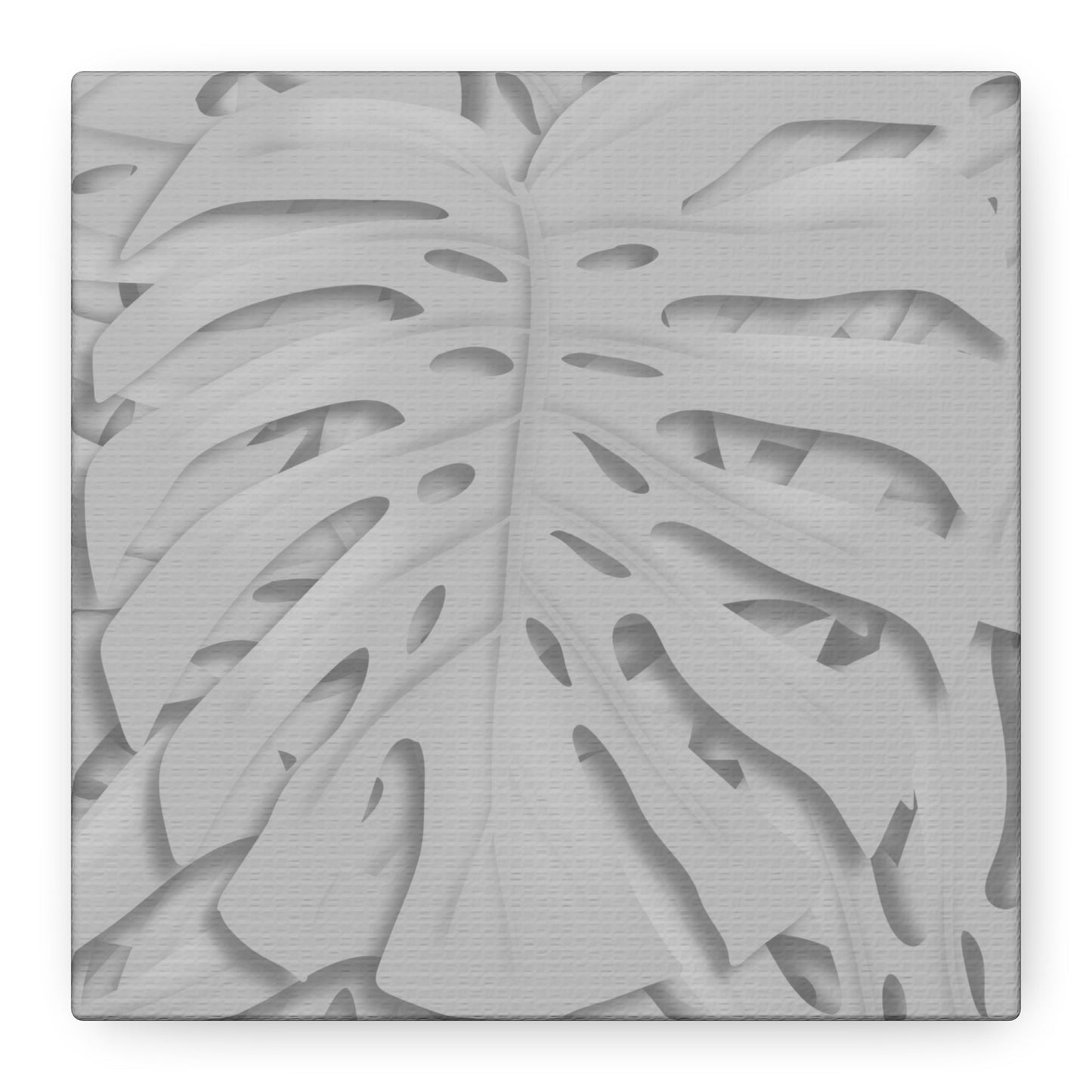 Soft Grey Monstera Canvas Print – Botanical Wall Art