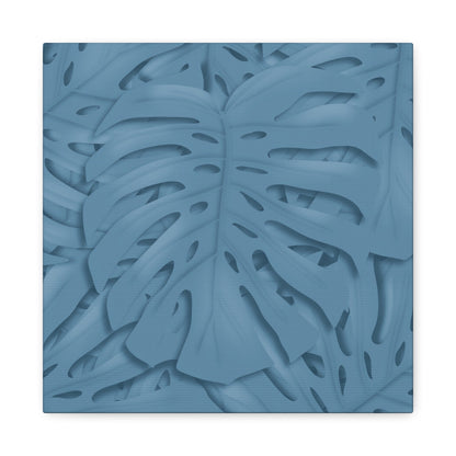 Cerulean Blue Monstera Canvas Print – Botanical Wall Art