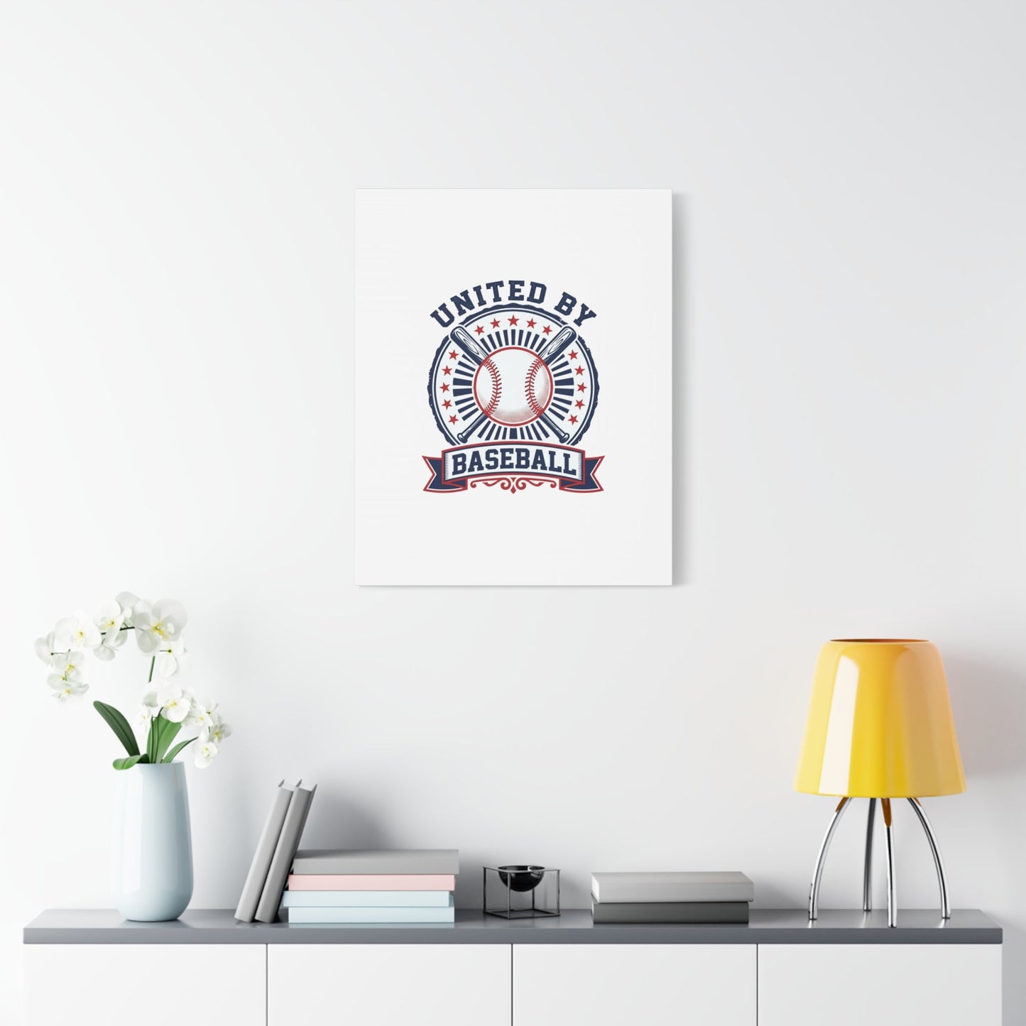 United by Baseball Canvas | Patriotic Baseball Graphic, Red White Blue Wall Art