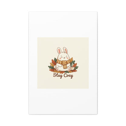 Cozy Bunny Illustration Canvas | Cute Critter Winter Forest Art