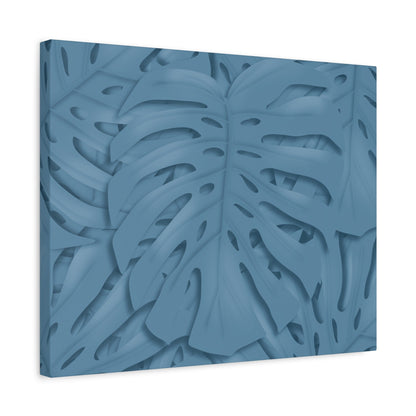 Cerulean Blue Monstera Canvas Print – Botanical Wall Art
