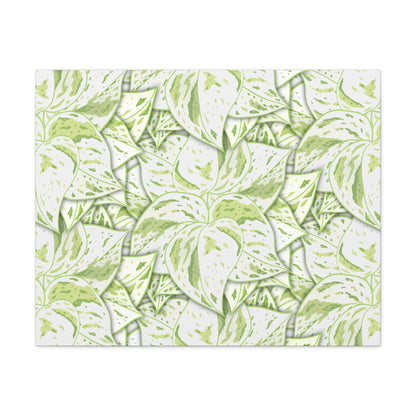 Snow Queen Pothos Pattern Canvas Print – Botanical Wall Art