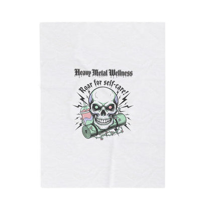 Heavy Metal Wellness Skull Self-Care Blanket | gothic wellness quote