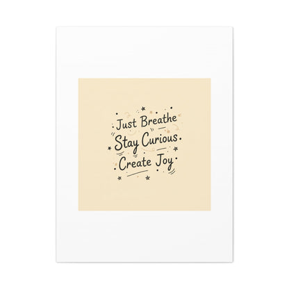 Just Breathe Stay Curious Create Joy Canvas | Messy Handwritten Typography, Doodle Text Art