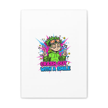 Crash Out With a Smile Canvas Print | Neon Skate Graffiti, Meme Meltdown Art