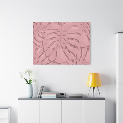 Soft Pink Monstera Canvas Print – Botanical Wall Art