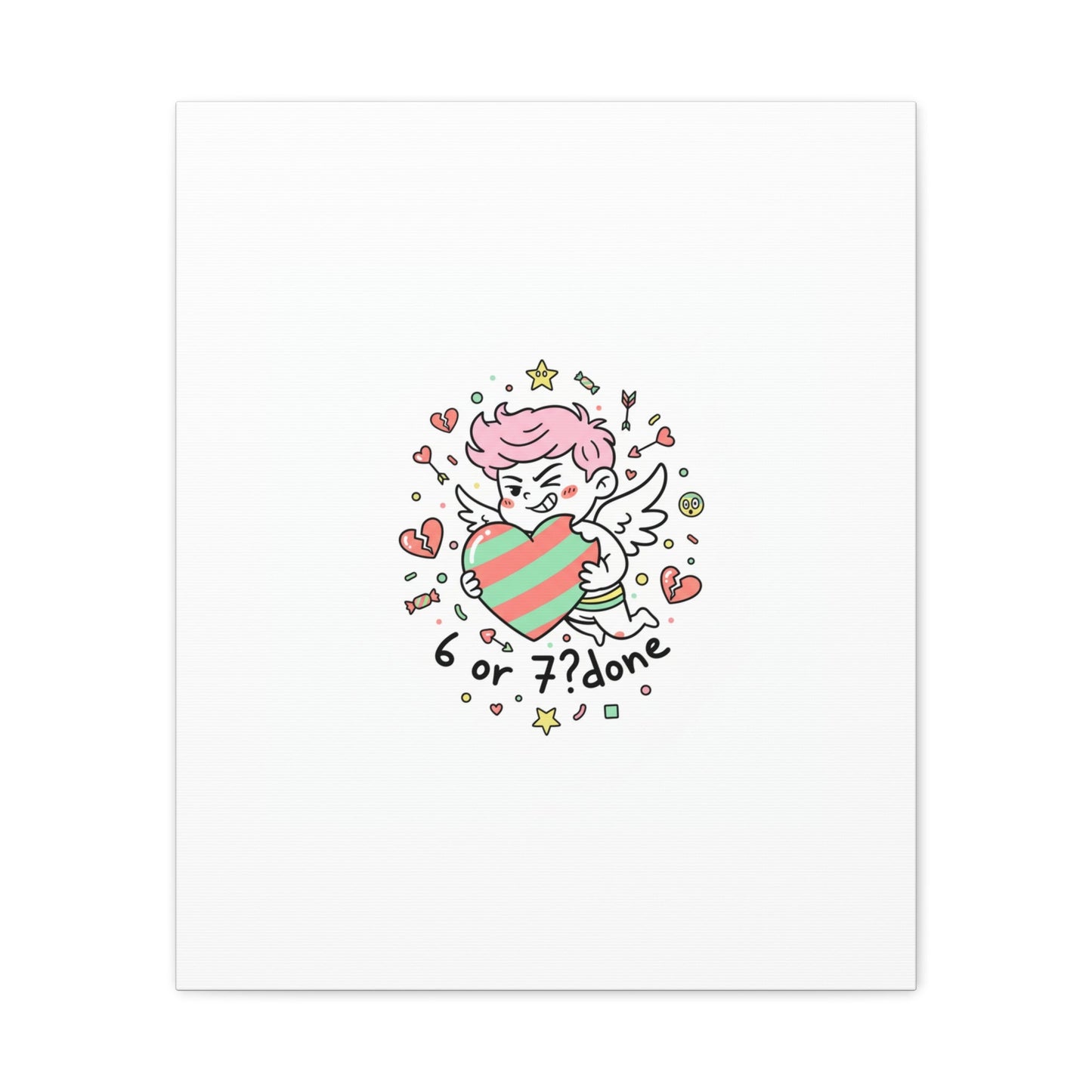 Weird Cupid heart illustration Canvas | Weird Valentine, quirky chaotic love