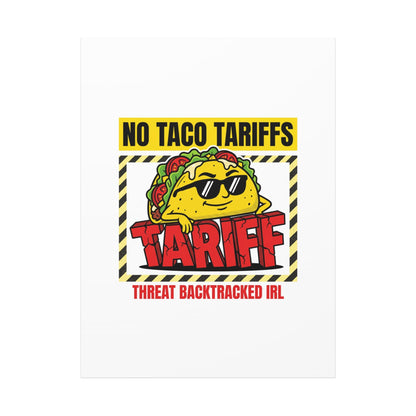 No Taco Tariffs Canvas | political taco pun, tariff backtrack protest typography