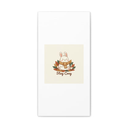 Cozy Bunny Illustration Canvas | Cute Critter Winter Forest Art