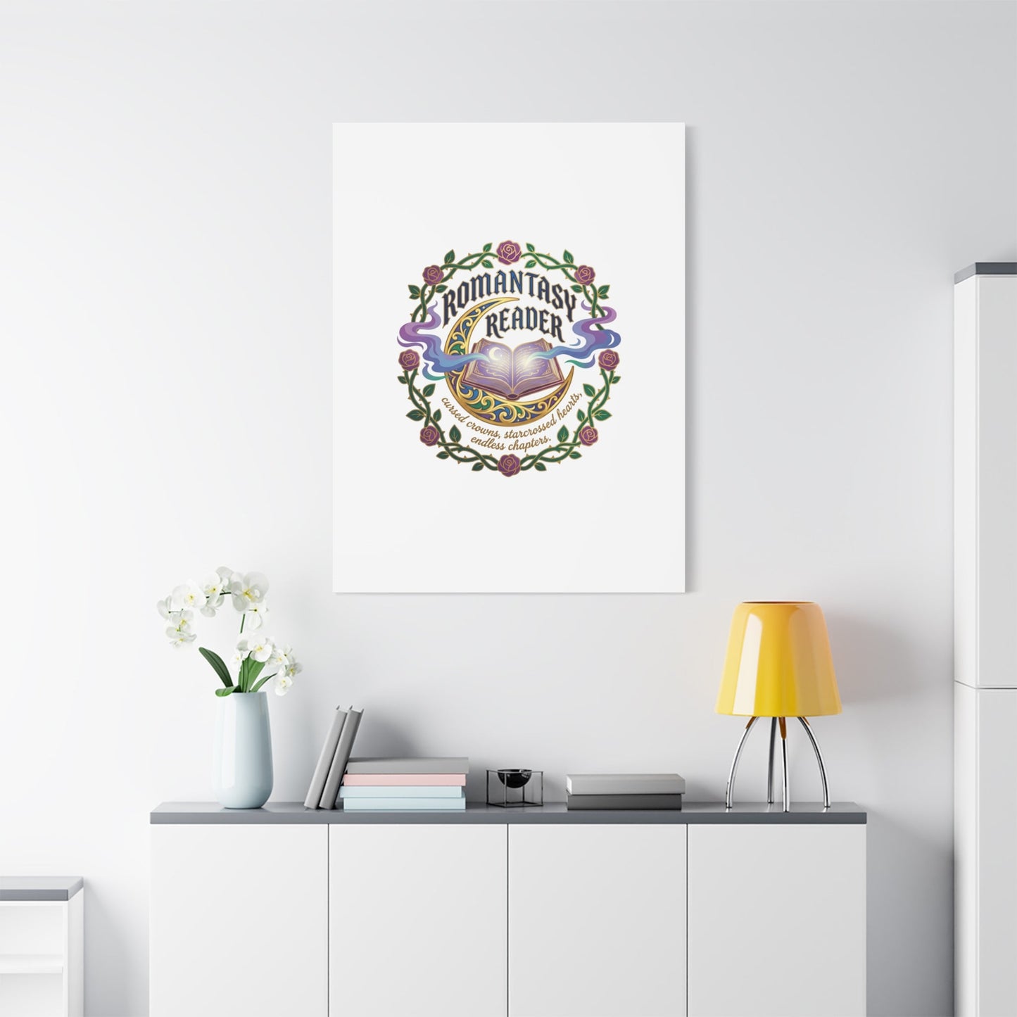 Romantasy Reader Canvas Print | enchanted bookish celestial gothic