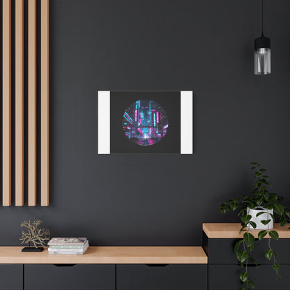 Neon Cyberpunk Cityscape Canvas | synthwave skyline, future city art