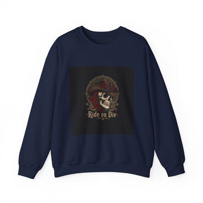 Ride or Die Skull Crewneck Sweatshirt | western skull art, gothic Americana
