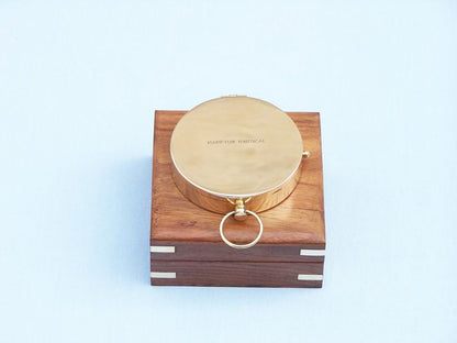 Solid Brass Gentlemen's Compass w/ Rosewood Box 4""