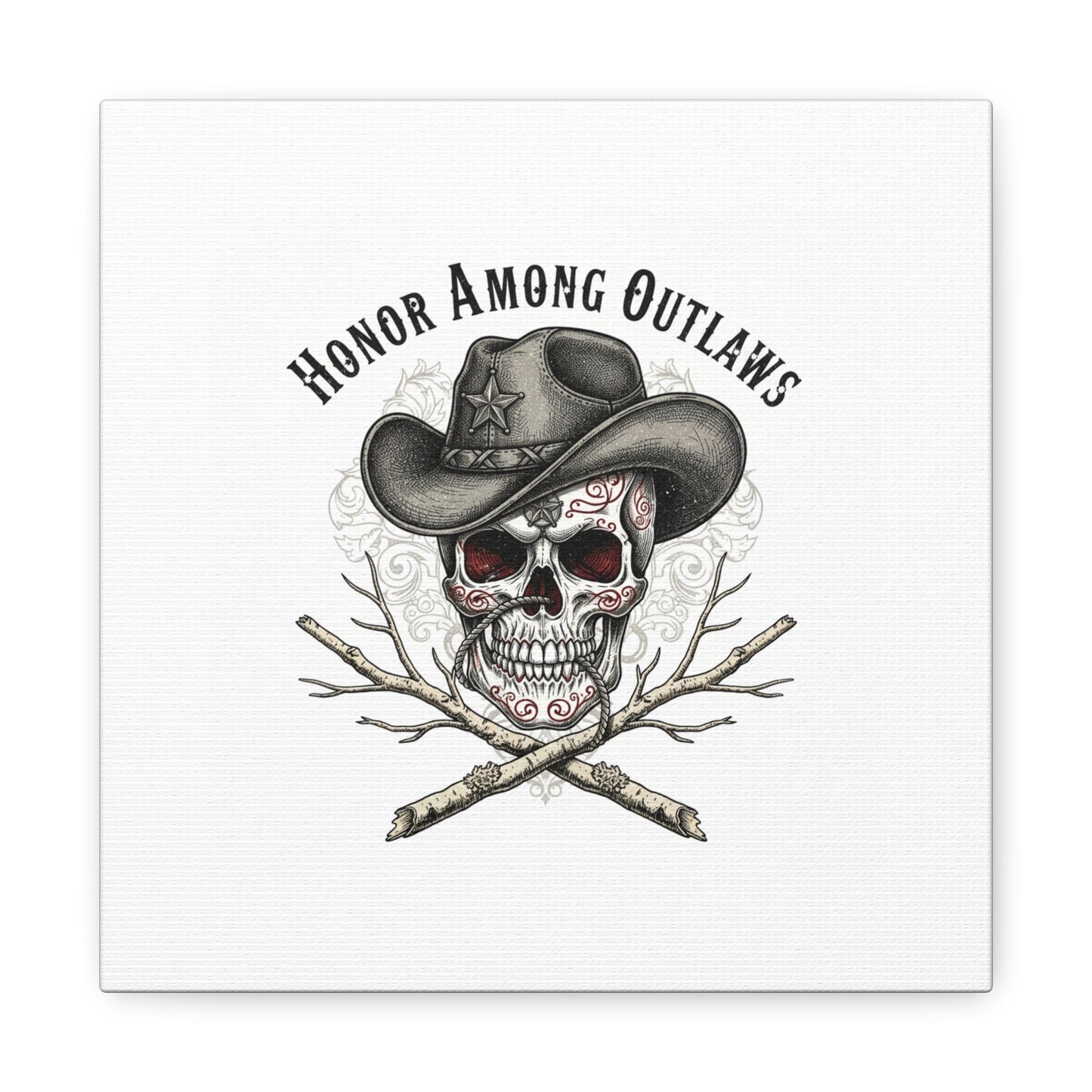 Honor Among Outlaws Canvas | Western Skull Art, Gothic Americana Desert Noir