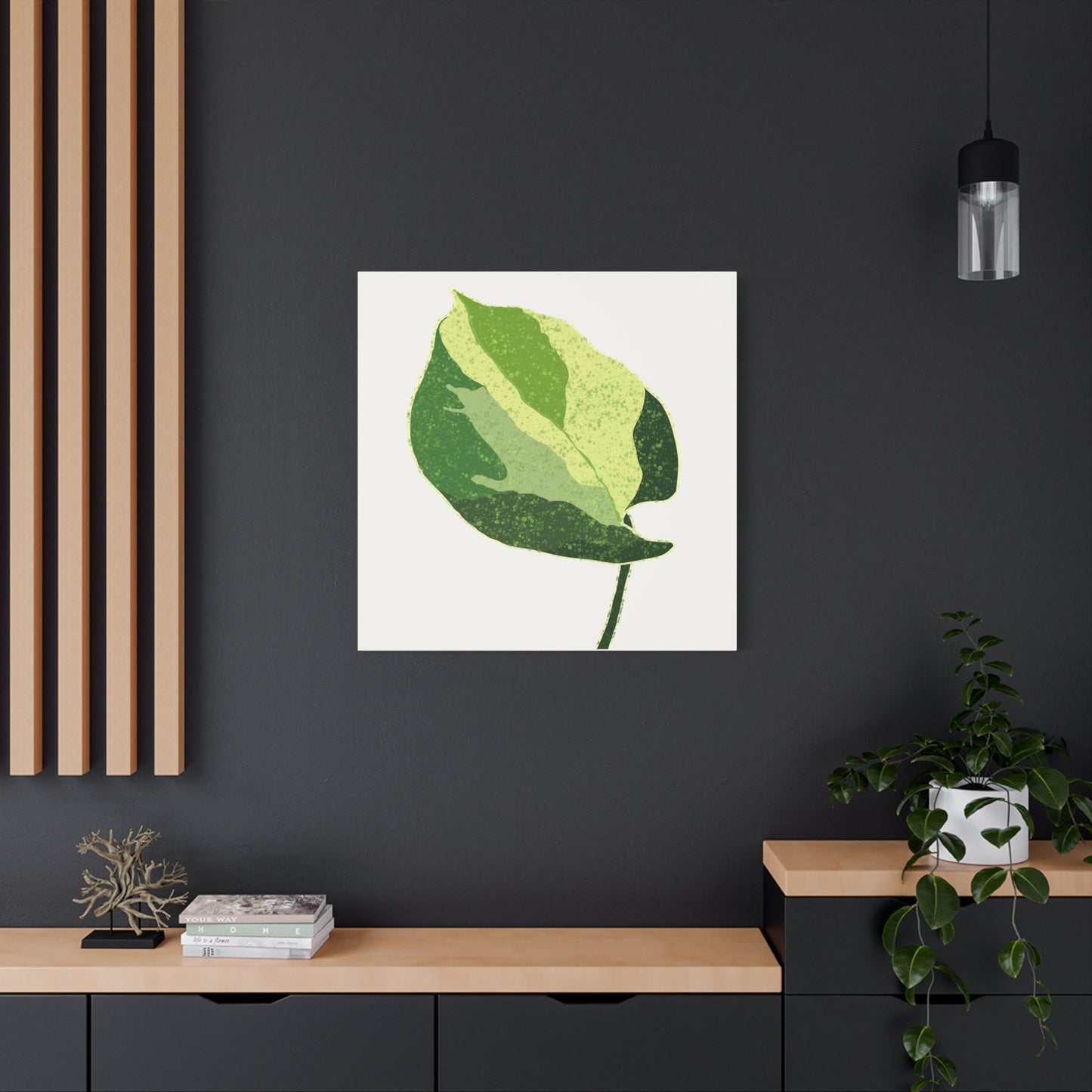 Manjula Pothos Illustrated Canvas Print – Botanical Wall Art