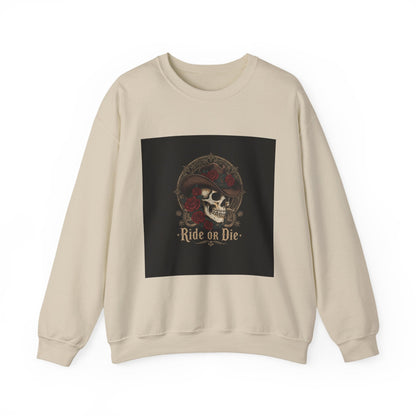 Ride or Die Skull Crewneck Sweatshirt | western skull art, gothic Americana