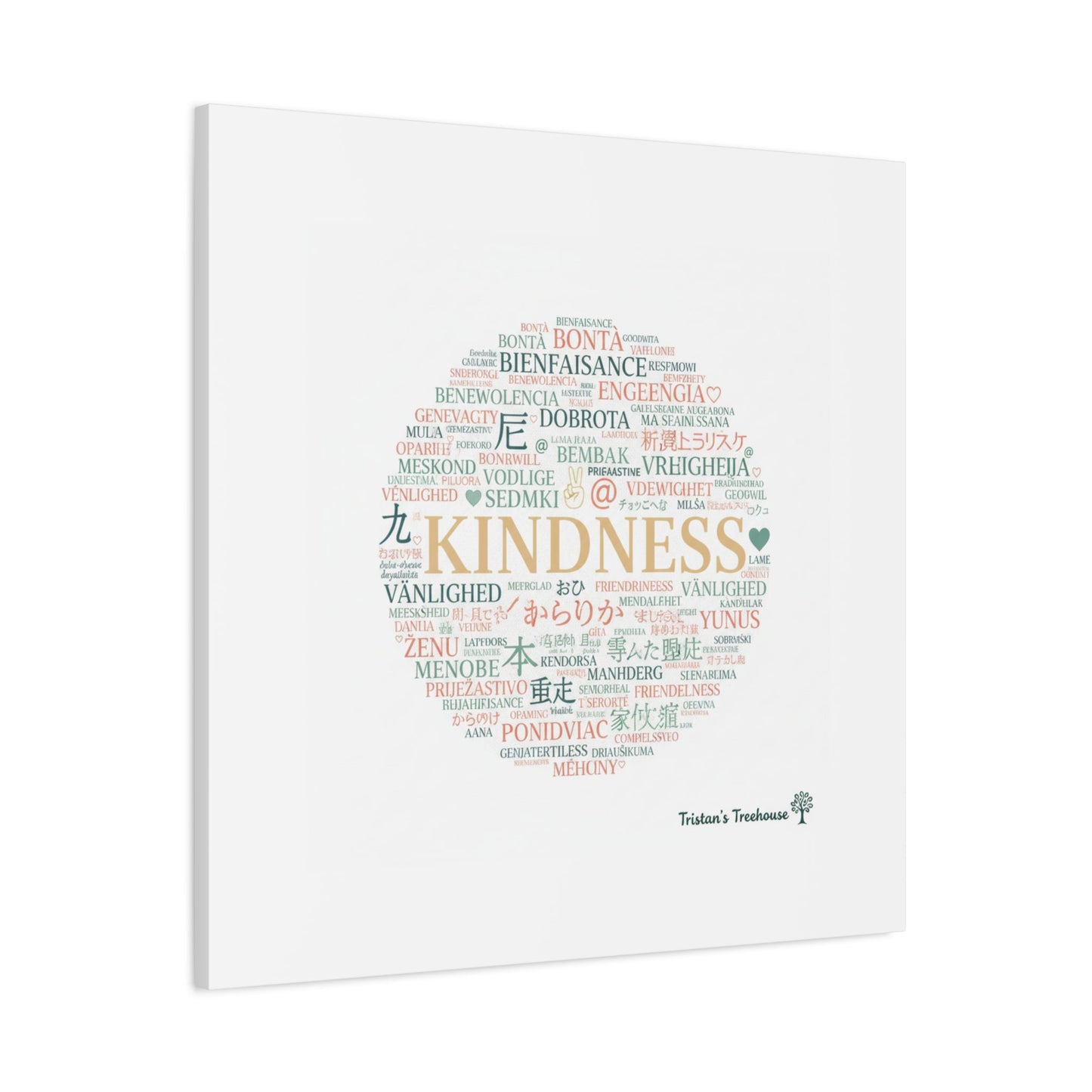 Kindness Word Cloud Canvas | Fresh Start Minimalist Wall Art
