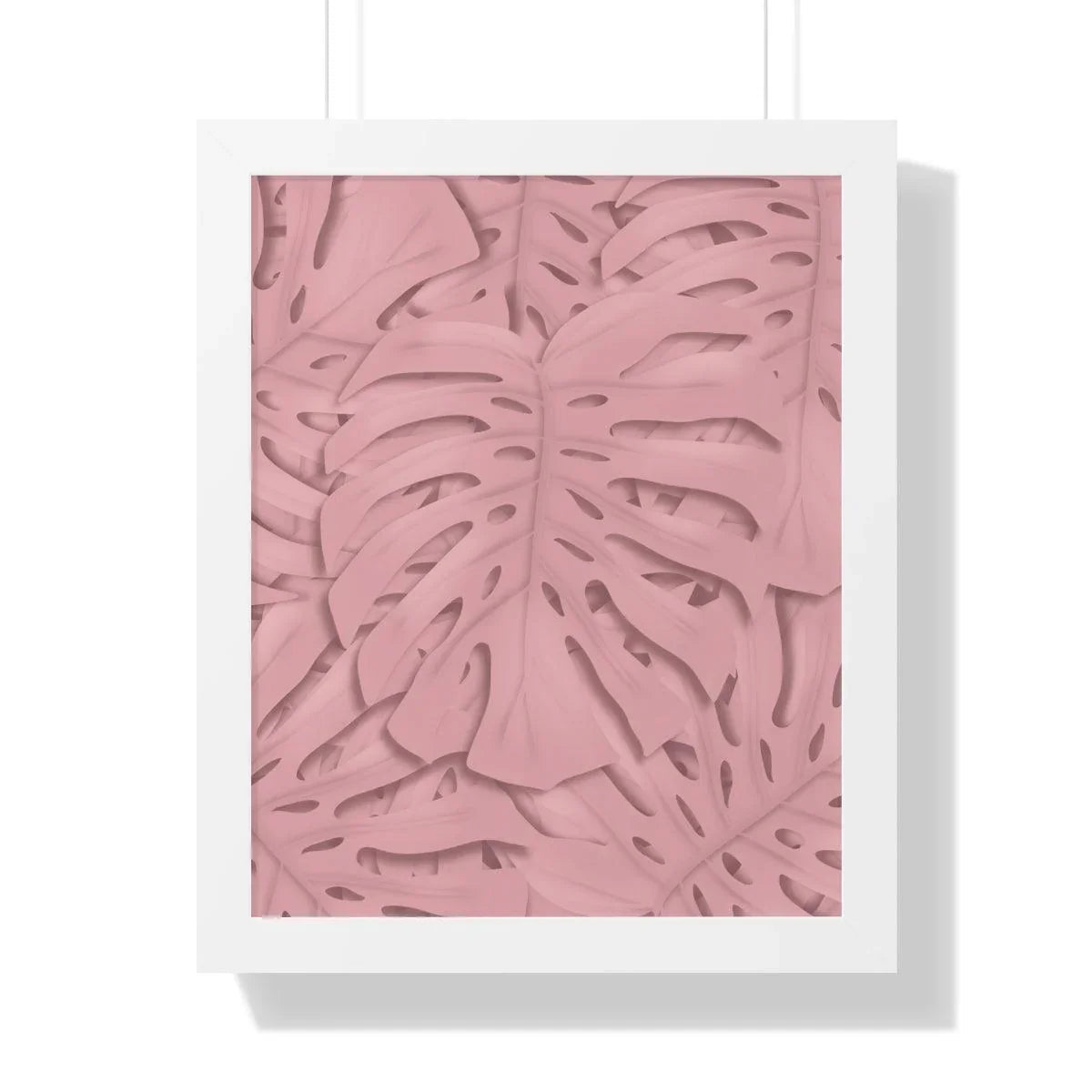 Soft Pink Monstera Framed Print – Botanical Wall Art