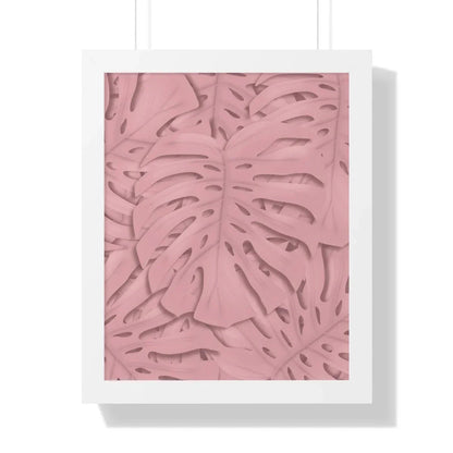 Soft Pink Monstera Framed Print – Botanical Wall Art