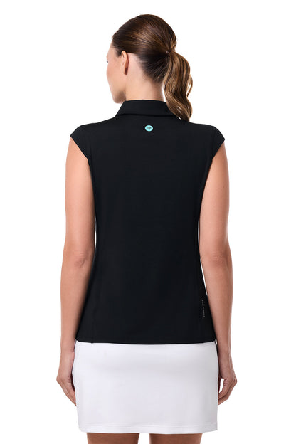 Women's Dew-Sweeper Performance Sleeveless Polo | Black