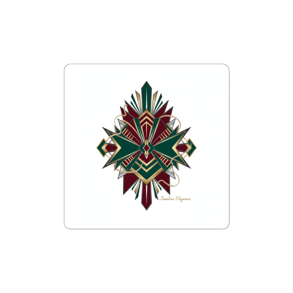Art Deco Geometric Fan Kiss-Cut Stickers | Metallic Brass Chrome Motif