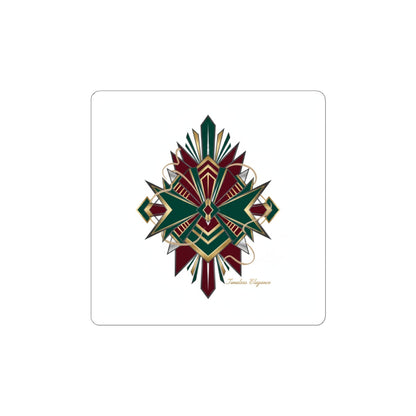 Art Deco Geometric Fan Kiss-Cut Stickers | Metallic Brass Chrome Motif