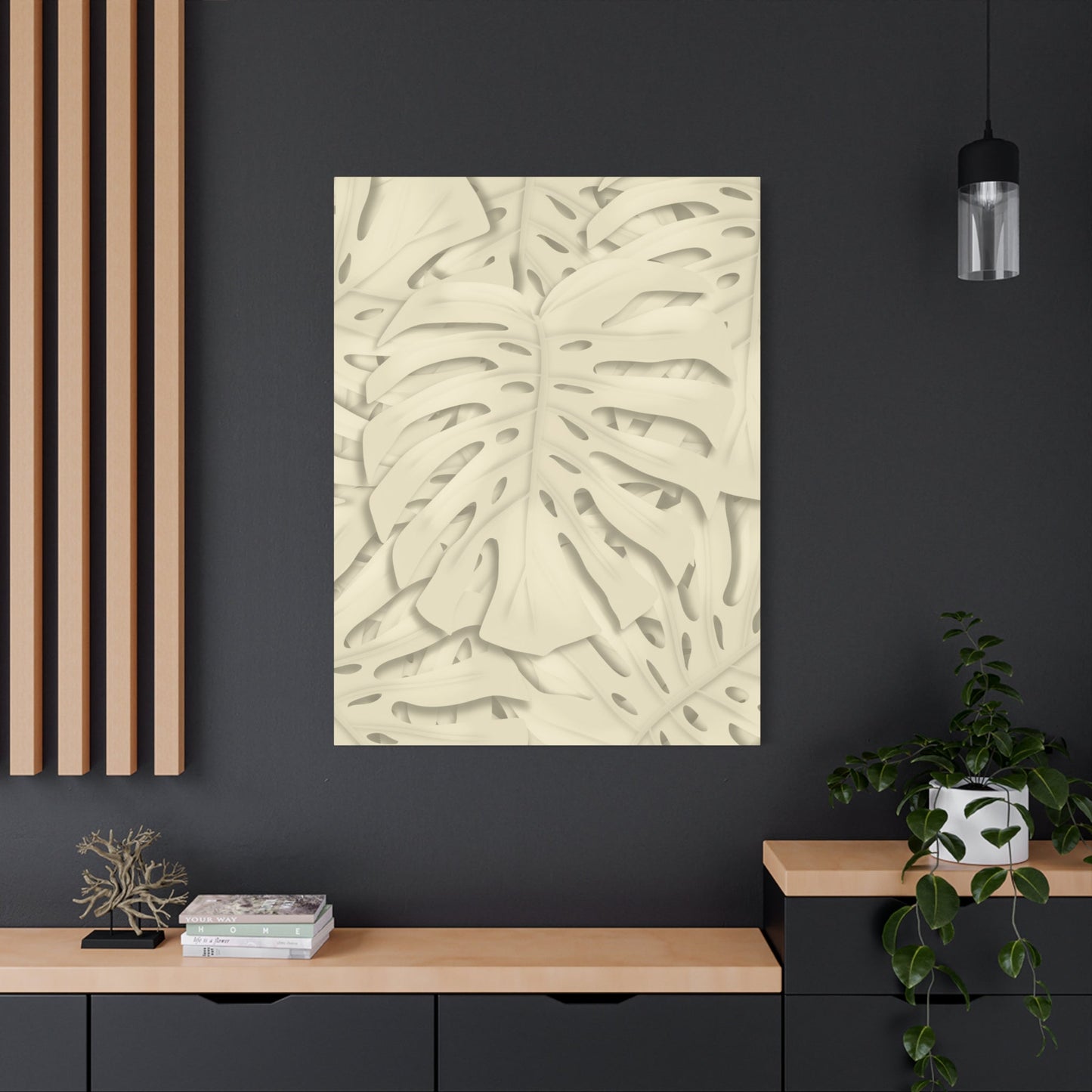 Beige Monstera Canvas Print – Botanical Wall Art