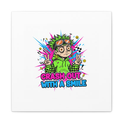 Crash Out With a Smile Canvas Print | Neon Skate Graffiti, Meme Meltdown Art