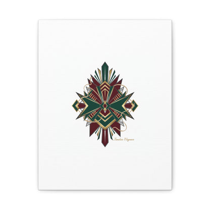 Art Deco geometric brass print Canvas | Neo-Deco chrome & gold fan motif
