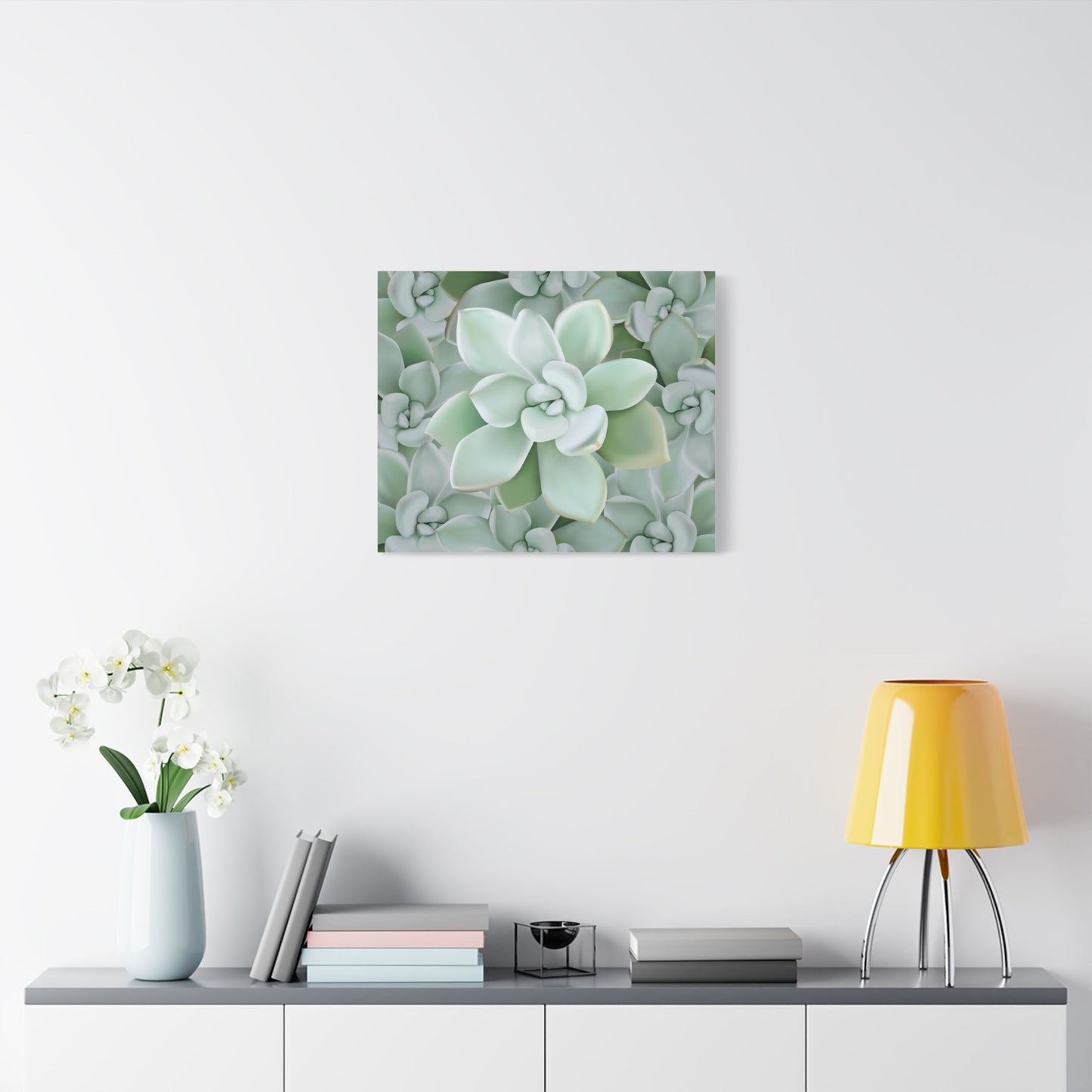 Pachyveria Haagei Succulent Pattern Canvas Print – Botanical Wall Art