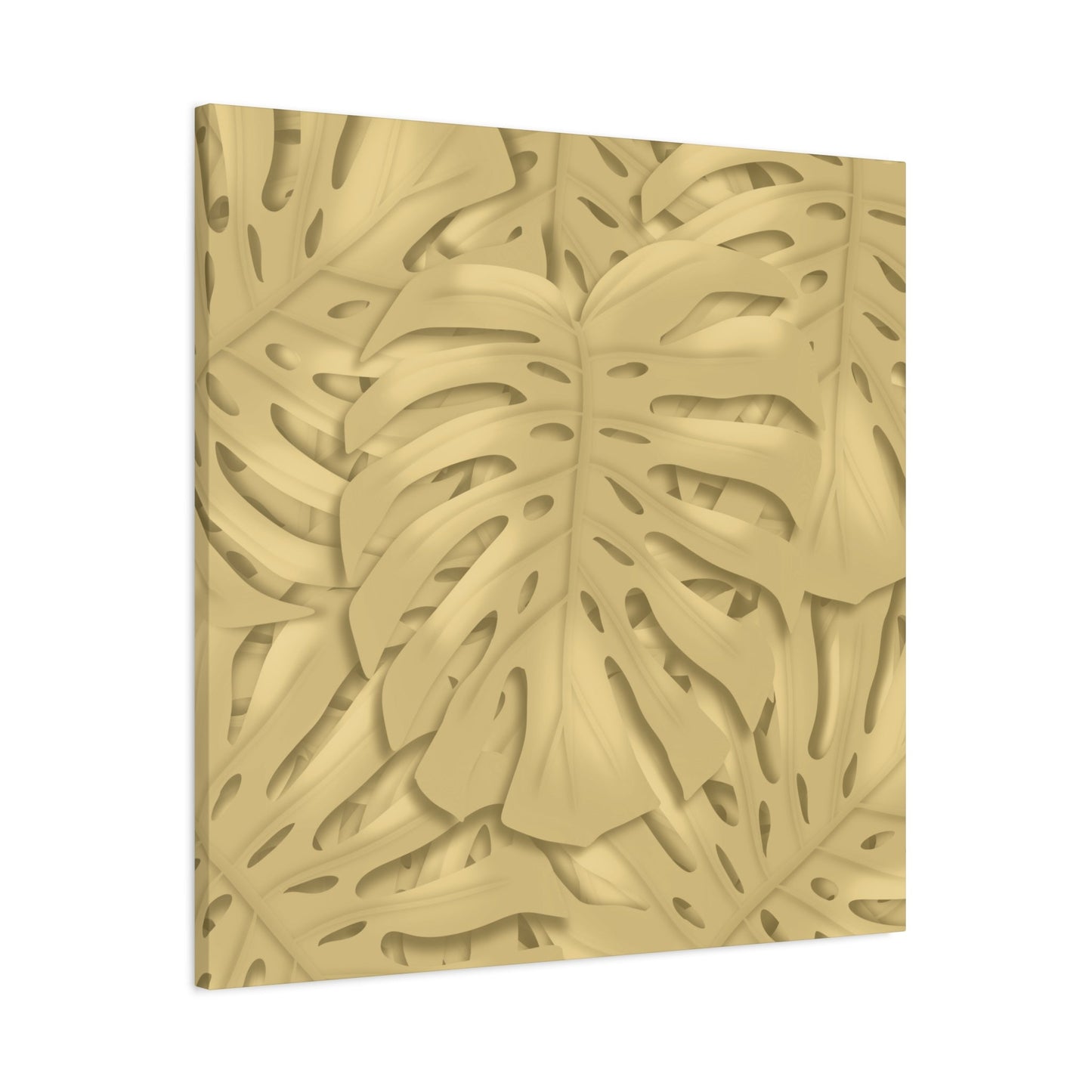 Golden Monstera Canvas Print – Botanical Wall Art