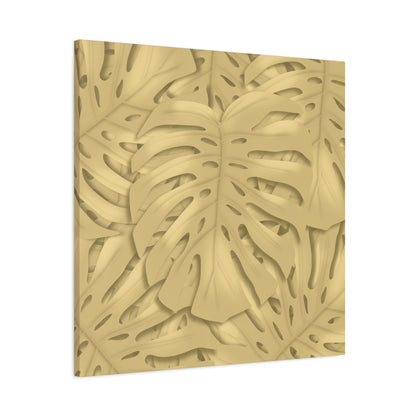 Golden Monstera Canvas Print – Botanical Wall Art