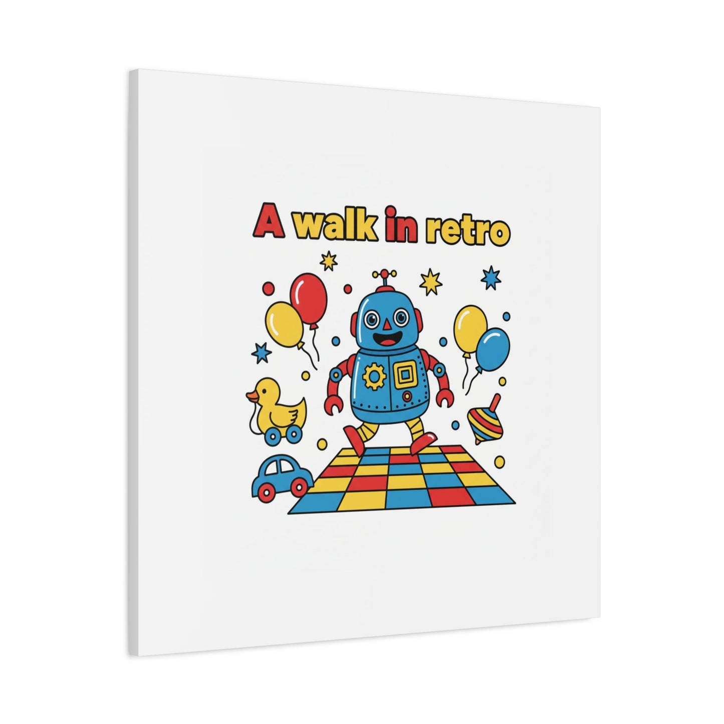 Retro Toy Robot Canvas | Throwback Kid, Primary Color Nostalgia