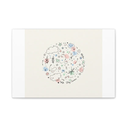 Doodle Circle Line Drawing Matte Canvas, Hand-Drawn Sketch Art