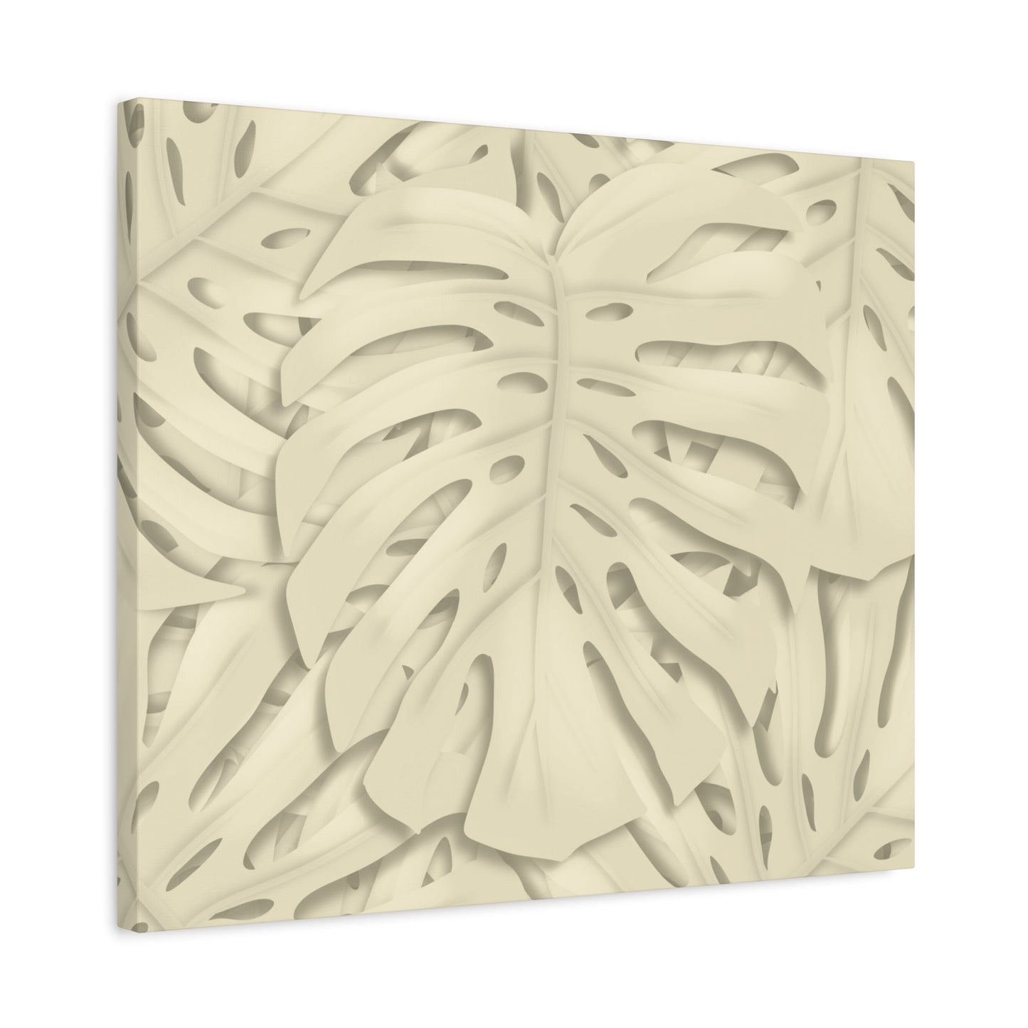 Beige Monstera Canvas Print – Botanical Wall Art