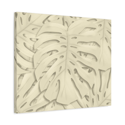 Beige Monstera Canvas Print – Botanical Wall Art