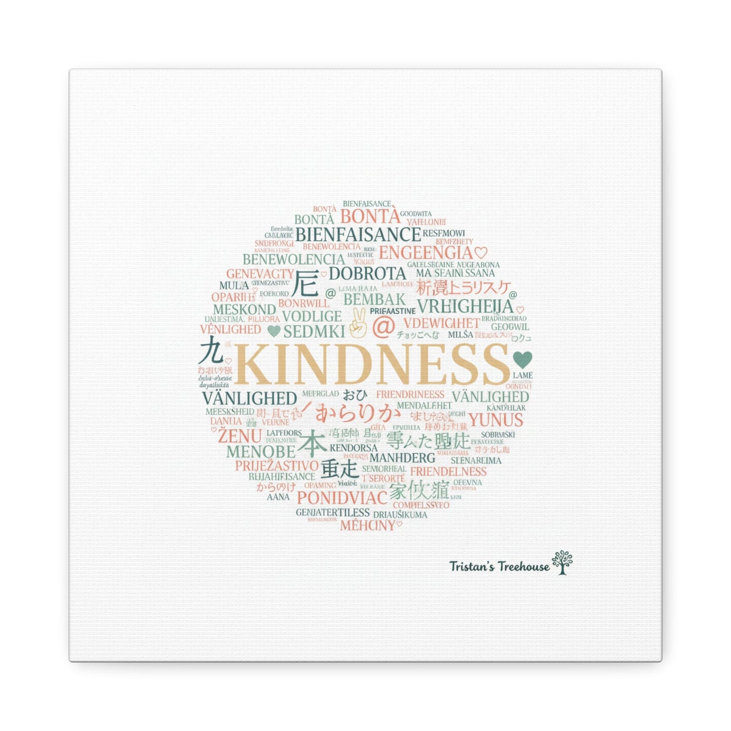 Kindness Word Cloud Canvas | Fresh Start Minimalist Wall Art
