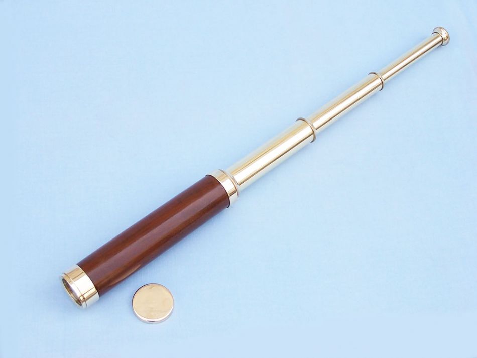 Deluxe Class Solid Brass - Wood Admiral's Spyglass Telescope 25"" w/ Rosewood Box