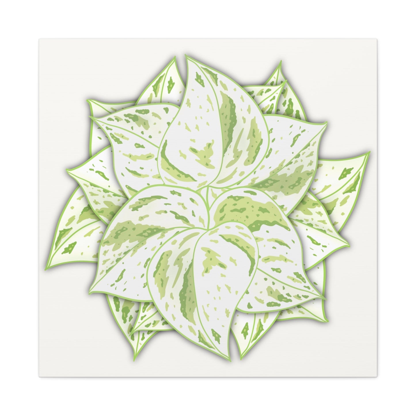 Snow Queen Pothos Canvas Print – Botanical Wall Art