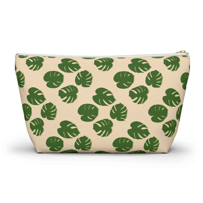 Monstera Pattern Accessory Pouch – Makeup Bag With T-Bottom