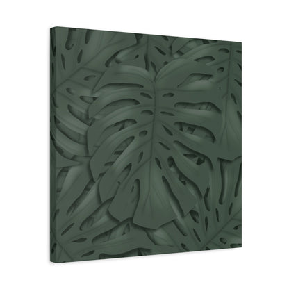 Deep Green Monstera Canvas Print – Botanical Wall Art