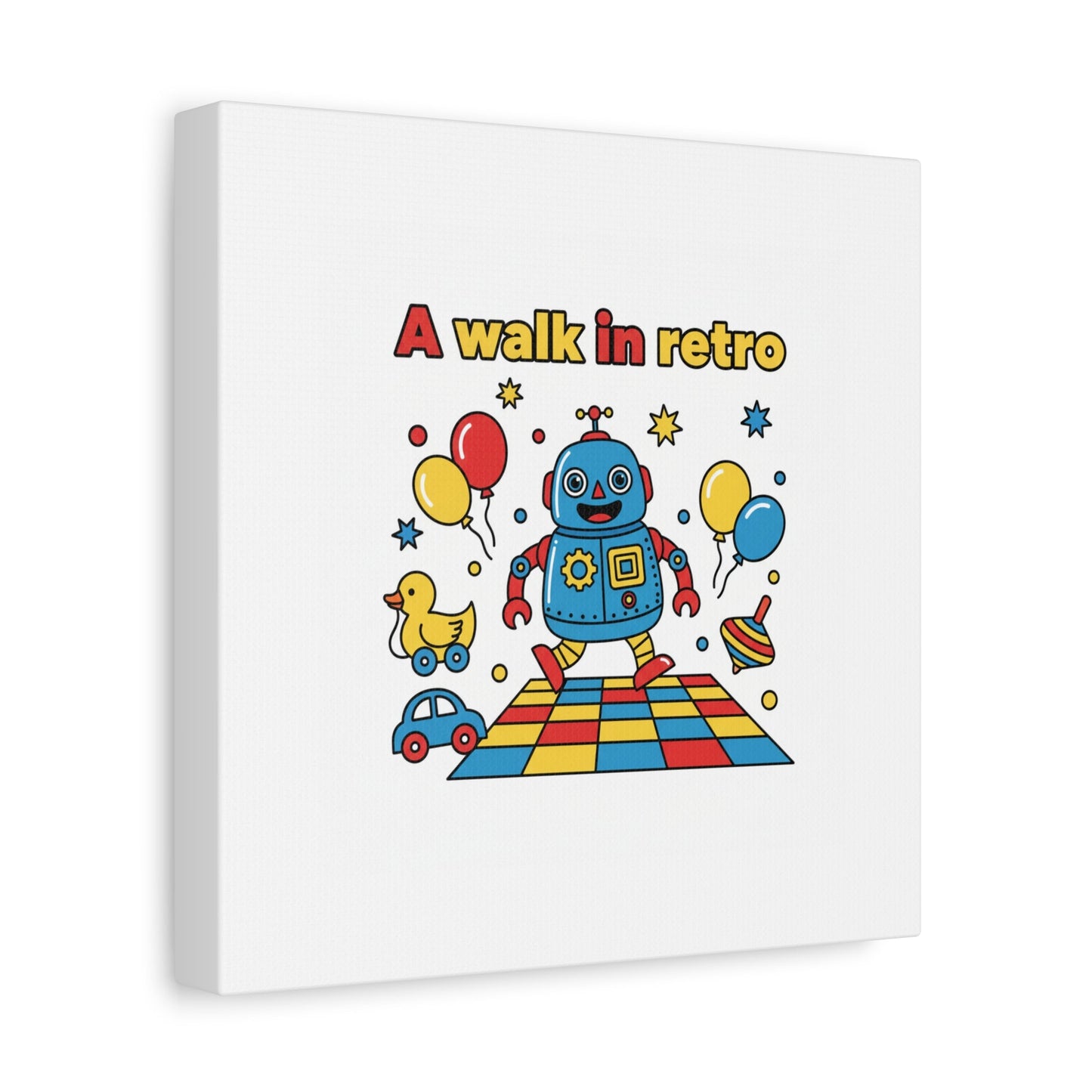 Retro Toy Robot Canvas | Throwback Kid, Primary Color Nostalgia