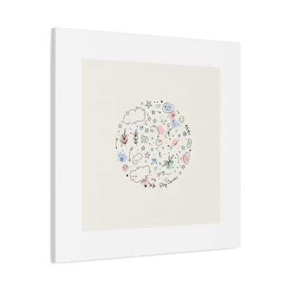 Doodle Circle Line Drawing Matte Canvas, Hand-Drawn Sketch Art