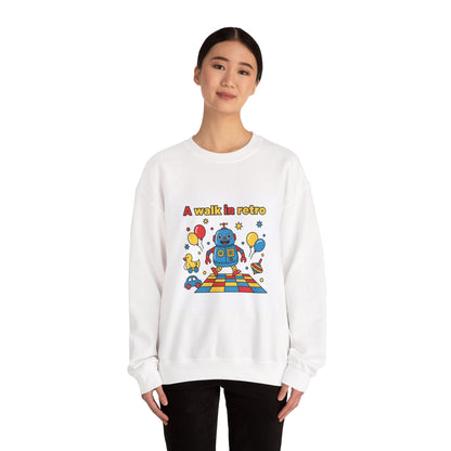 Retro Toy Robot Crewneck Sweatshirt | Throwback Kid, Primary Color Retro