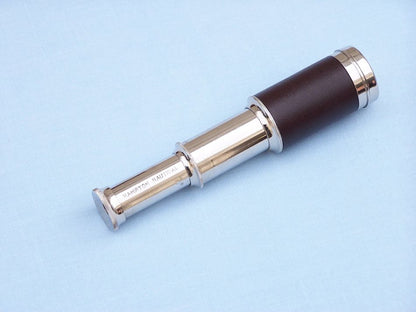 Deluxe Class Scout's Brass - Leather Spyglass Telescope 7"" w/ Rosewood Box